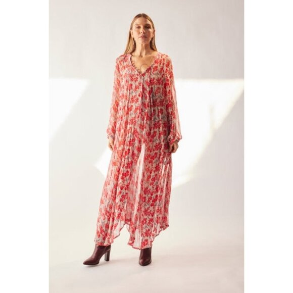 💕NATALIE MARTIN💕 Fiore Maxi Dress ~ Chiffon Watercolor Dove Medium M NWT - Picture 3 of 16